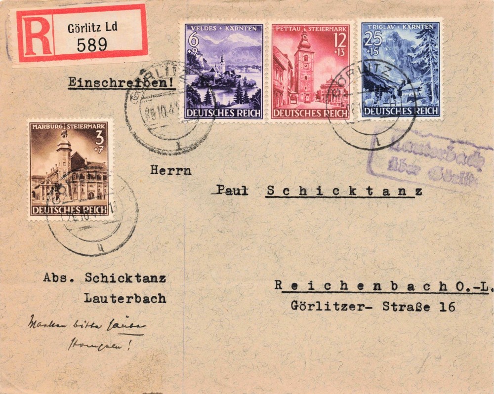 Germany 1941 Complete Michel 806-809 Kärnten Steiermark Registered Einschreiben!