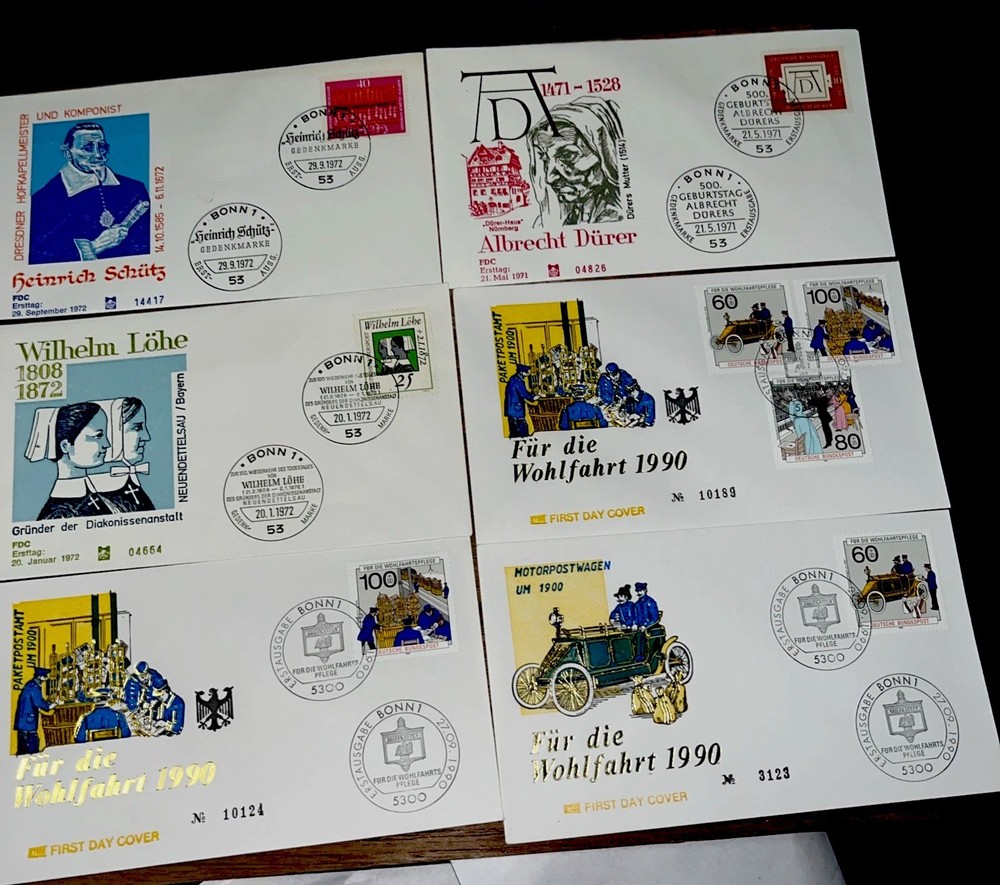 SIX DIFFERENT GERMANY 🇩🇪 NUMBERED FDC SEE SCANS LOOK 👀 1350