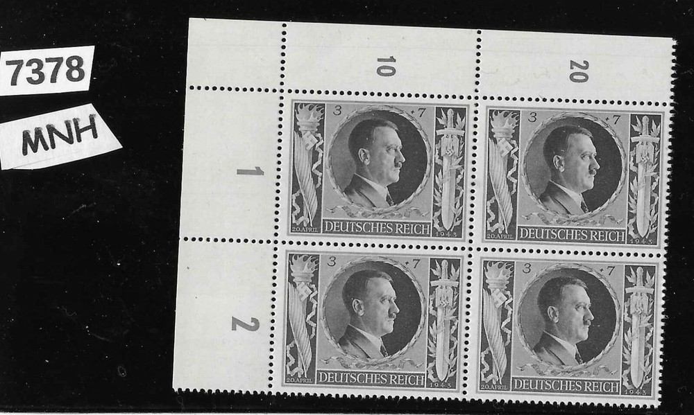 MNH stamp block Hitler 1943 Birthday / WWII Germany / Third Reich ScB231