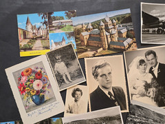 18pc German Postcard Photo Lot 1950s 60s Travel Cars Wedding Scenery RPPC