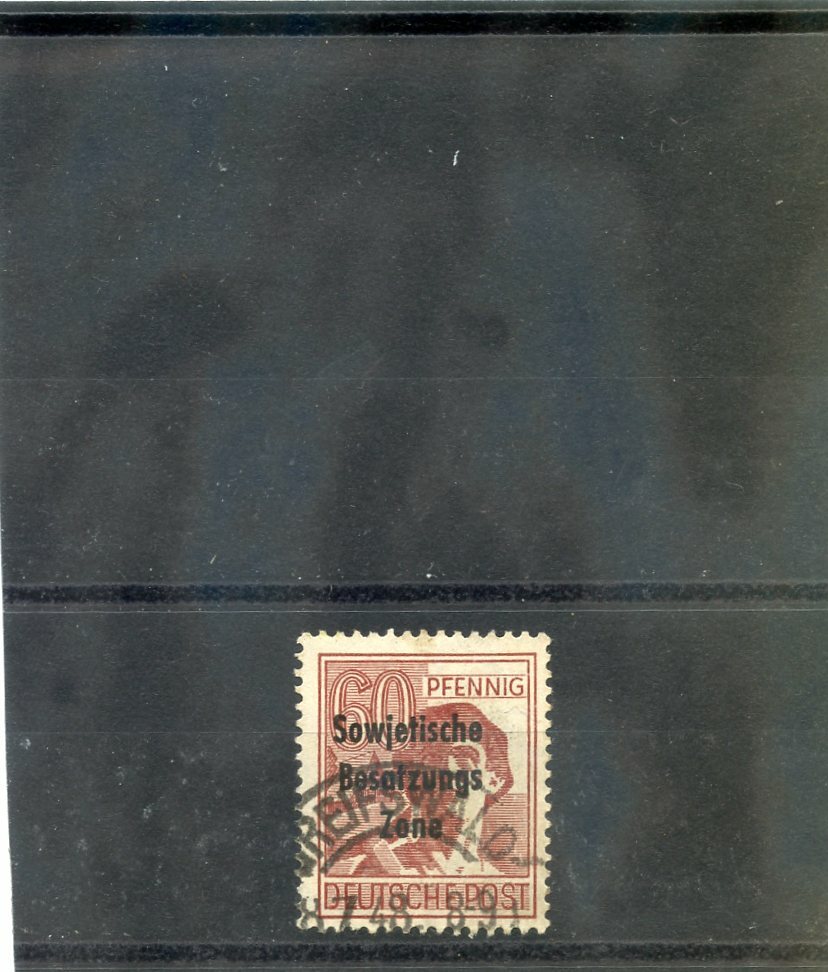 GERMANY, SOVIET ZONE Sc 10N14a(MI 195b)F-VF USED 1948 60pf BROWN RED $1,200