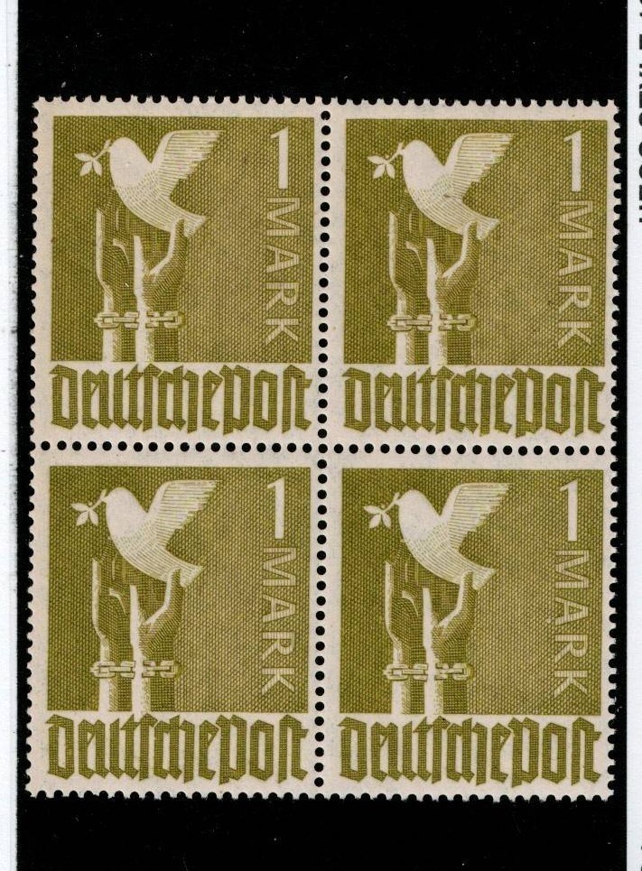 MNH Stamp block Sc 574 1947-1948 Post WWII Germany Peace/Dove From mint sheet