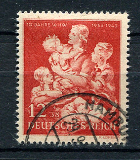 German Reich WW II : Mother and Child anniversary stamp from 1943 – used
