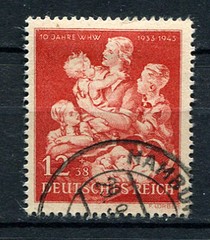 German Reich WW II : Mother and Child anniversary stamp from 1943 – used