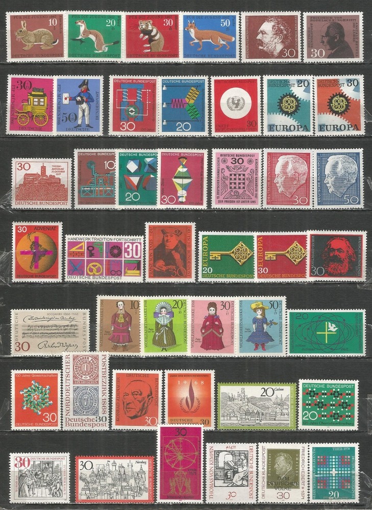 Germany Bundes repub. 1966-71 years selections mint stamps MNH (**) original gum