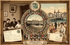1909 Leipzig University 500th Jubilee Postcard Fraternities Zirkel Crests Map