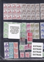 ODZ&GERMANY 21 MNH STRIPS of 3 CASTLES WITH NUMBER ON BACK 35pf-300pf 914