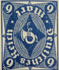GERMANY ~ Deutrches Reich ~ Blue Stamp 9 Mark ~ Posted ~ c.1922 ~ B196