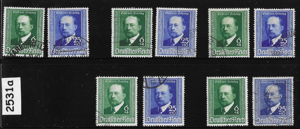 Stamp sets X5 B186-187 1940 Germany Third Reich Dr Emil von Behring #2531a