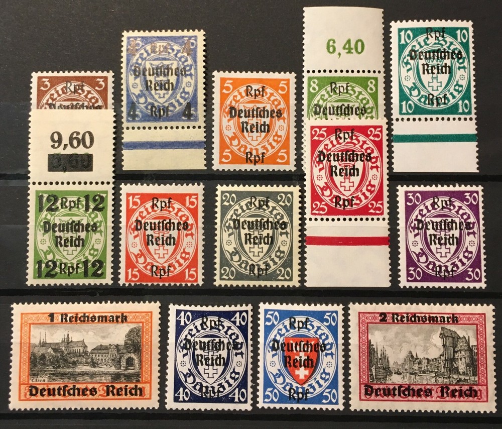 Germany 3rd Reich Danzig 1939 Mi 716-729 Sc 241-54 MNH „CERTIFIED SCHLEGEL BPP“