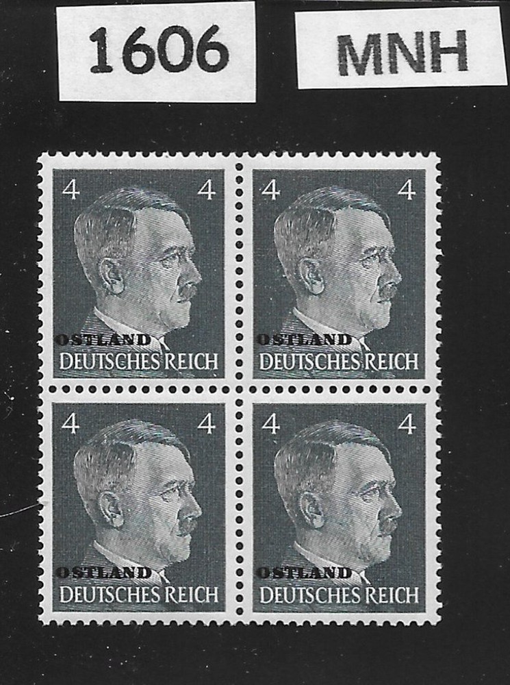 MNH stamp block Ostland Overprint Adolf Hitler Mi 03 WWII Germany 1941 Estonia