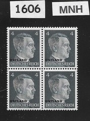 MNH stamp block Ostland Overprint Adolf Hitler Mi 03 WWII Germany 1941 Estonia