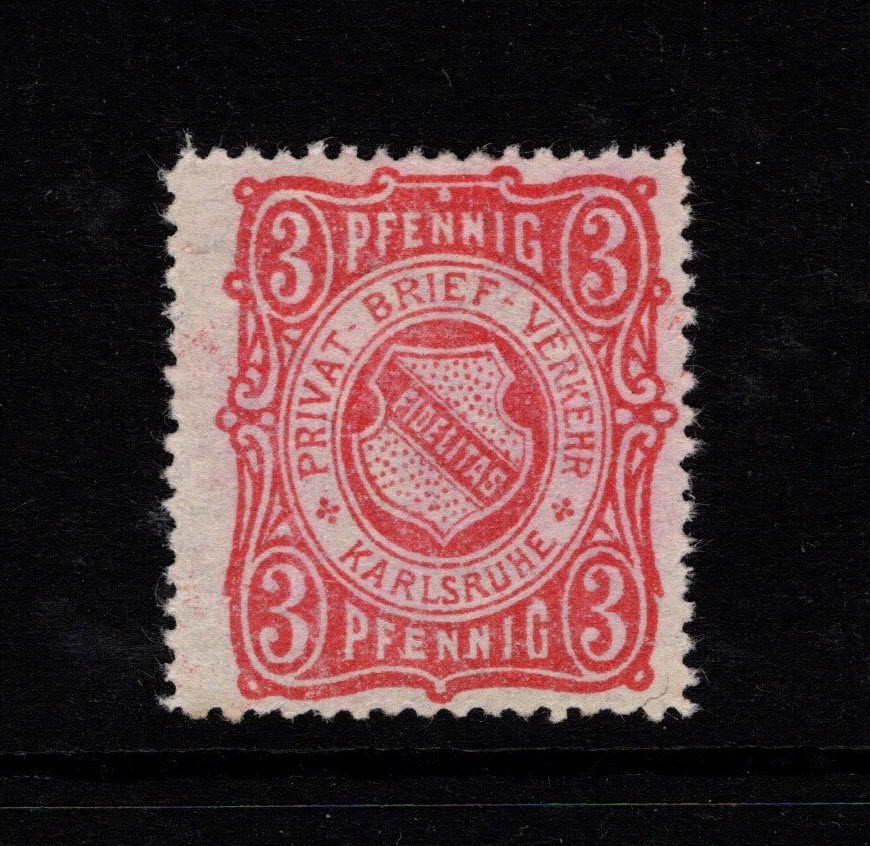 Germany Karlsruhe 1886 Anselm & Co Printing 3p Light Red No Gum – S48676