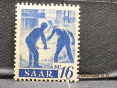 The listing is:(1)1947 Saarland Steel Workers Germany Stamp-LH-16p