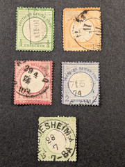 GERMANY 1872 Lot of 5 Used Stamps 1/3, 1/2, 1, 2 Groschen Large – 1/3 Gros Small