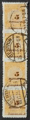 Germany Weimar Republic 1923 SG339 5 milliard, zigzag roulette VGU strip of four