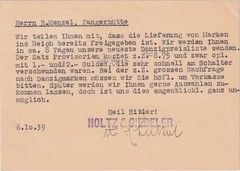 WW2 Oct 1939 Tangerhütte Germany Collectors Card Rpf Reich Overprints
