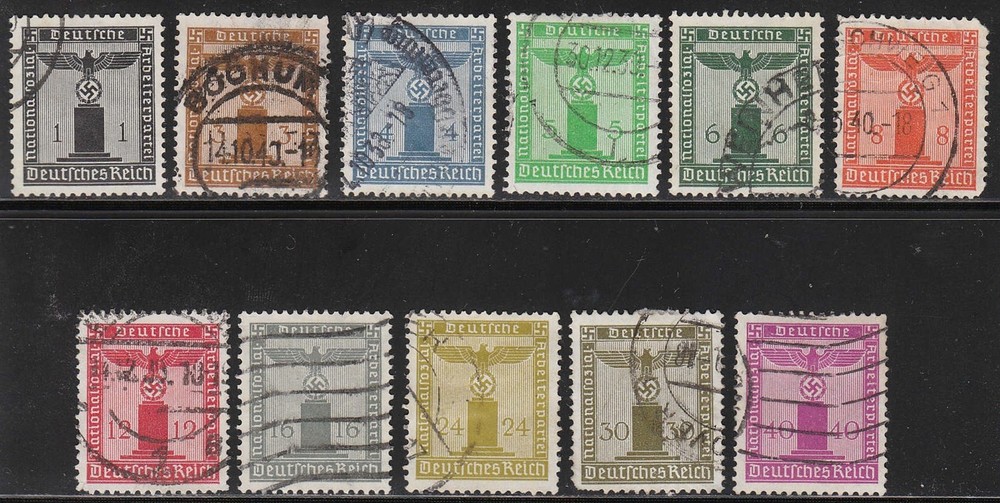 Stamp Germany Official Mi 144-54 Sc S1-11 1938 WWII War Era Franchise Used