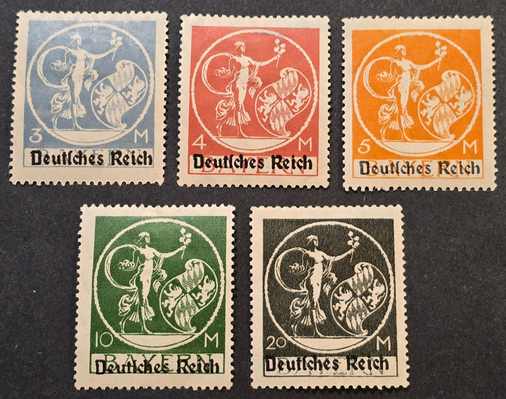 1920 Bayern Bavaria Sc#271-275 MH Complete Set Deutsches Reich Overprints German