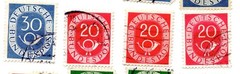 West Germany Posthorn Definitive Stamp Lot 22 Used 4pf-90pf 1951-52 Bundespost