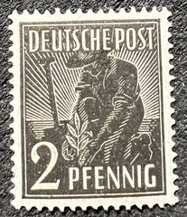 GERMANY/1947 POST WW2 2 PFENNIG DEUTSCHE POST JOINT ALLIED OCCUPATION ZONE MH OG