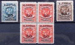 MEMEL 1920-1923 32 STAMPS + 2 BLOCKS OF 4 MNH-MH-USED with 1.50 Mk 1920, Mi# 11