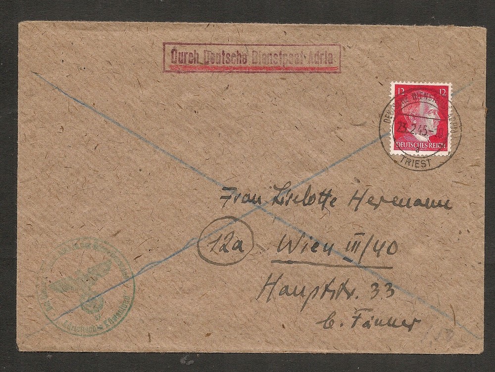 Italy 1945 Nazi Occupation TRIESTE Cover