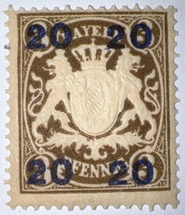 Travelstamps: 1920 Germany Bayern Overprint Stamp Scott#237, Mi 177 – Mint Og Nh