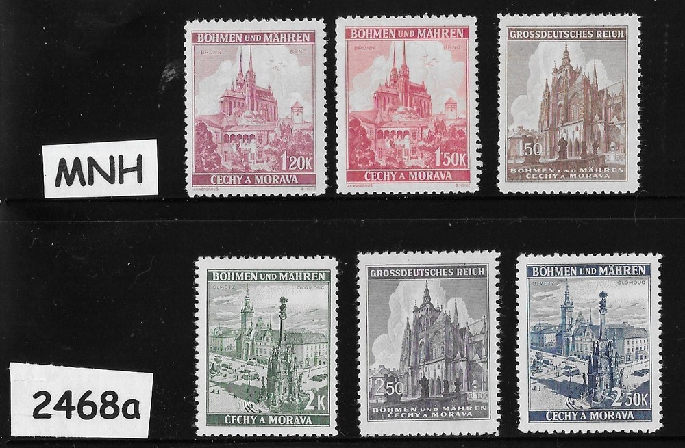 MNH Stamp set Prague Cathedrals B a M WWII during Germany occupation #2468a
