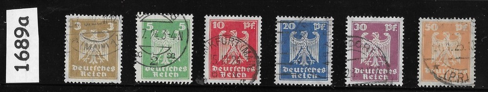 Stamp set Sc 330-335 Imperial German eagle 1924 Weimar Republic #1689a