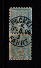 Germany Late 1890s 3p Lt Blue Berlin Post Horiz Pair / Wmk Step Lines – S58671