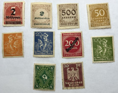Vintage German Inflation Stamps – Hyperinflation Era 1922–23 – Lot of 10