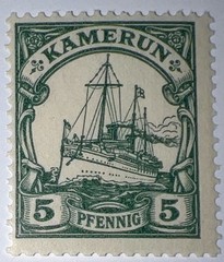 Travelstamps: Germany Kamerun Stamps 5pf Kaiser’s Yacht mint MOGNH WMK