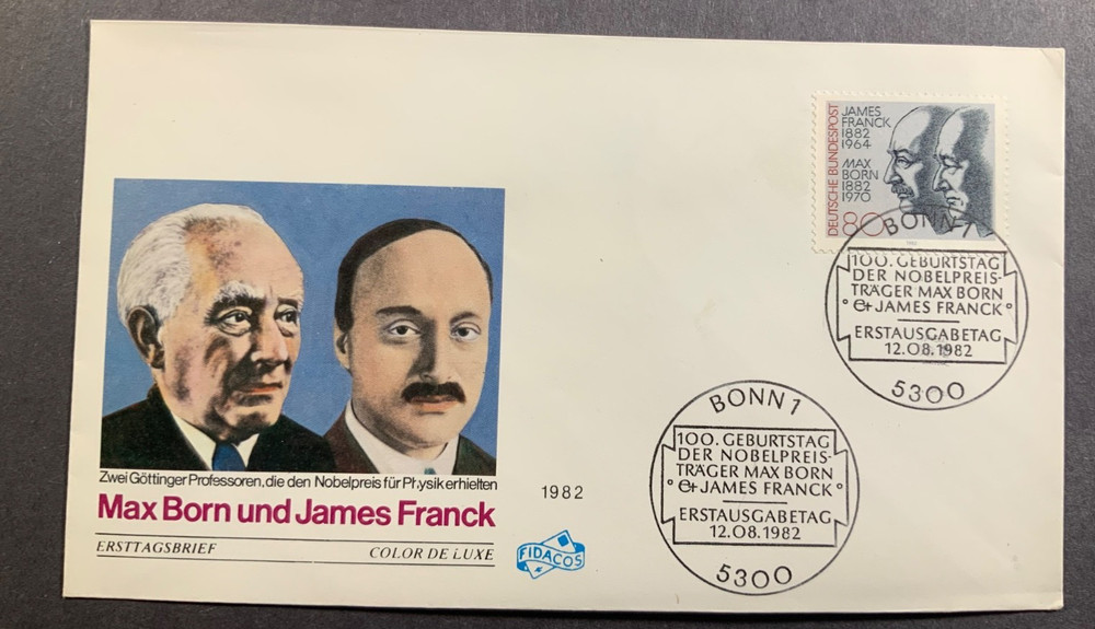 Germany 1381 MNH 1982 James Franck & Max Born Nobel Prize Physicists Quantum FDC