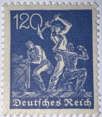 Travelstamps: 1921 Germany Deutsches Reich Mi# 168 120 Pf. Mountain Workers MNH