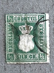 Mecklenburg-Strelitz 2 / 1864 Rouletted Embossed Coat of Arms Stamp / Fault