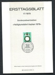 Germany – BRD : Scott # 1297 First Day Sheetlet (ETB) from 1979 Michel # 17/1979