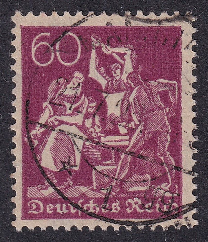 GERMANY 1921-22 Blacksmiths 60pf Claret Wmk Mesh SG 183 Used (CV £34)