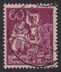 GERMANY 1921-22 Blacksmiths 60pf Claret Wmk Mesh SG 183 Used (CV £34)