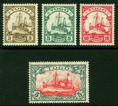 German Colonies – TOGO 1909-19 Kaiser’s YACHT set Scott 20-23 mint MH