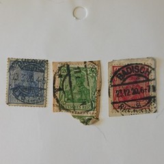 25 Deutsches Reich Germany Used Stamp Lot Handstamped Various Denominations