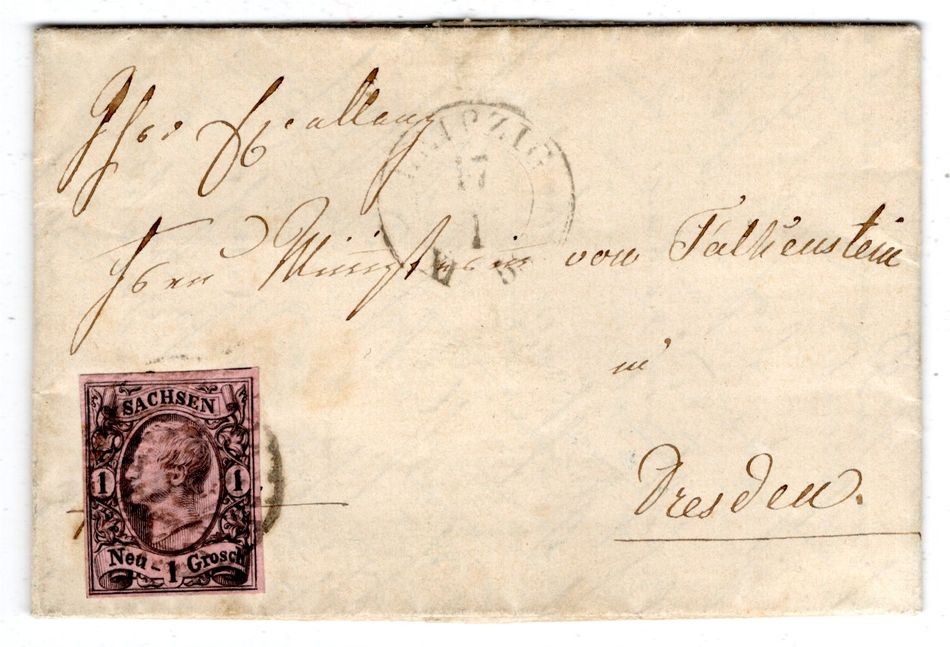Saxony 9 as Cover from Leipzig to Dresden (GA3297)