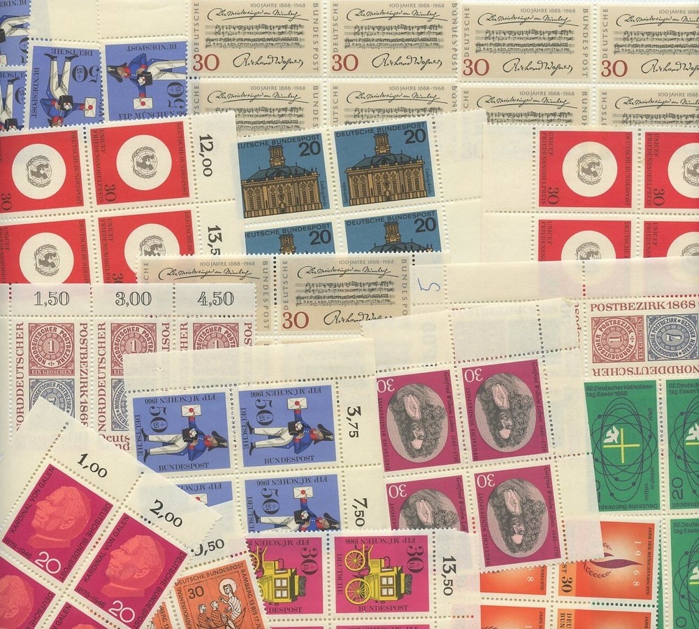 Germany MIXED LOT MNH mainly blocks of 4, lots of margins, etc.