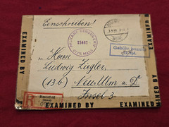 1946 Post WW2 WWII German registered letter cover envelope w Military Censor
