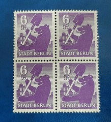 Germany Stamps Allied Occupation Berlin 4x 6 Pfennig Block SBZ Mi. Nr. 2 (19748)
