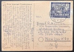 1948 Germany #10NB2 (Russian Zone) w Leipzig special cancel on postcard to US*d2