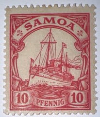 Travelstamps: GERMANY SAMOA STAMPS Kaiser’s Yacht 10pf Mint Original Gum Hinged