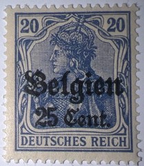 Travelstamps: Germany Offices in Belgium Stamps 25c on 20pf Mint MOGH Wmk