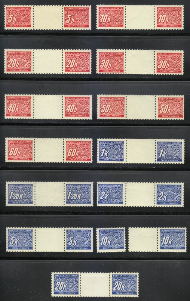 Bohemia & Moravia 1939/1940 MNH Mi 1 ZW-14 ZW Sc J1-J14 Due Stamps WW2 **