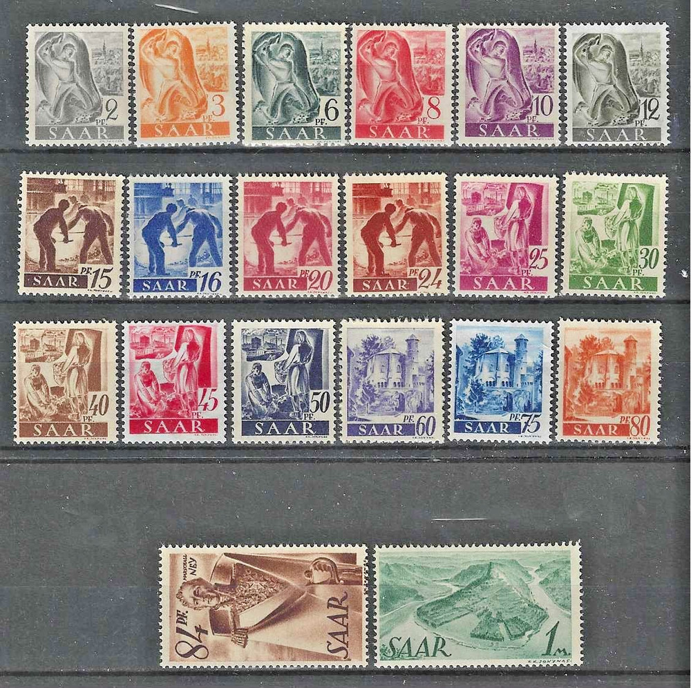 Saar – 1947 Full Set – Mi# 206-225 – 20 Stamps All are Mint Never Hinged **